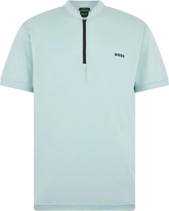 HUGO BOSS Poloshirt met halve rits - Heren - Polos - Blauw - S - Katoen - Tops