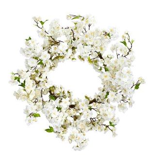 Nearly Natural 24-in Cherry Blossom Wreath in White at Nordstrom