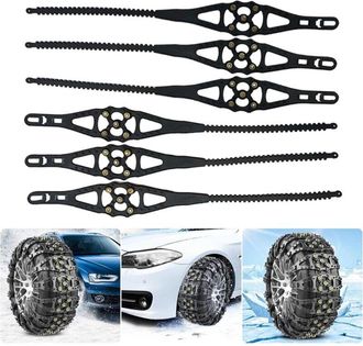 OEM Juego De 6 Cadenas Antideslizantes Universales Para Neum&aacute;ticos De Coche, Ideales Para Uso Todoterreno, Nieve, Suv, Veh&iacute;culos Todoterreno, Coches, Furg