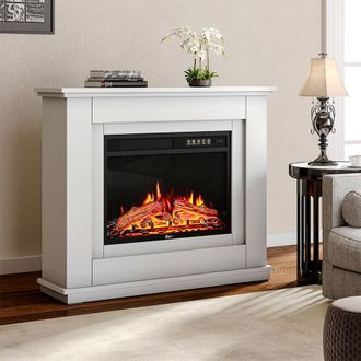 Living and Home Electric Fireplace with White Wooden Mantel - Medium - Living and Home | TJ Hughes