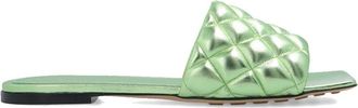 Bottega Veneta Bicolor Kalfsleren Platte Sandalen - Dames - Sandalen - Groen - 36 EU - Leer - Schoenen