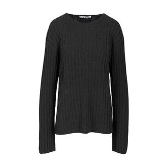 Acne Studios Kartic Ribbed Crewneck - female - Acne Studios - Round-neck Knitwear - Gray - S - Knitwear