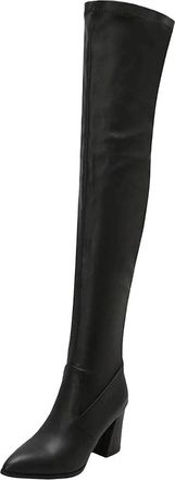 Generic Womens Over The Knee Boots Stretch Elastic Thigh High Block Heel Long Booties Party Footwear For Winter