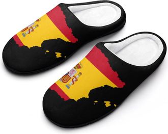 Generic Flag Map of Spain Mens House Slippers Memory Foam Washable Cotton Slip on Home Shoes