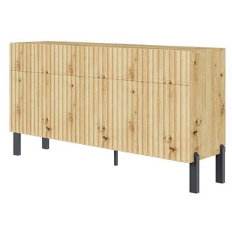 Selsey Telire - Aparador De 3 Puertas Con Tres Cajones Y Frente Con Lamas, 154 Cm - Roble Artisan - Selsey