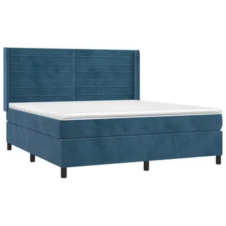 vidaXL Vidaxl - Letto A Molle Con Materasso E Led Blu Scuro 160x200 Cm