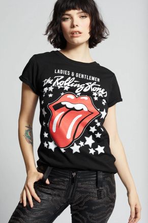 Recycled Karma Rolling Stones Stars Tee In Black/multi
