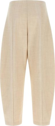 Nude Wool Blend Balloon Trousers - Beige