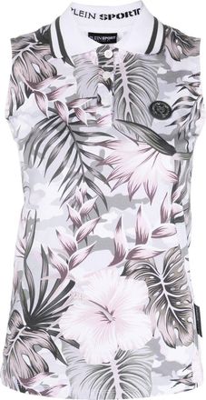 Plein Sport floral sleeveless polo shirt - women - Polyester - S - White