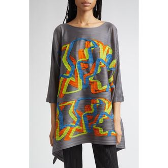 Pleats Please Issey Miyake Mix Pleated Tunic in Gray at Nordstrom