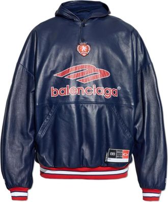 Balenciaga Jassen, Heren, Blauw, M, Katoen, Leren Hoodie