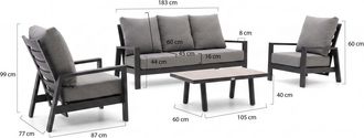 Tierra Outdoor Musone stoel-bank loungeset 4-delig 5-zits verstelbaar
