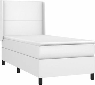 vidaXL Vidaxl - Cama Box Spring Y Colch&oacute;n Led Cuero Sint&eacute;tico Blanco 90x200 Cm