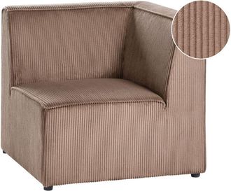 Beliani Corner Section Sand Beige Corduroy 1-Seat Jumbo Cord Right Hand Sofa Module Modern Single-Seat LEMVIG