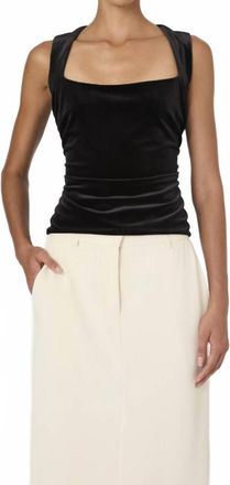 French Connection Stretch Velvet Corset Top In Black Velvet