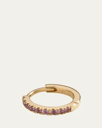 Pamela Love 14k Yellow Gold Pave Amethyst 8mm Huggie Hoop Earring, Single
