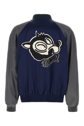 Marni Mens Navy Blue Satin Bomber Jacket Blumarine Giubbini