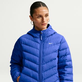 Nike Womens Nike Sportswear Windpuffer Therma-FIT Hooded Down Jacket in Blue | IF5883-417