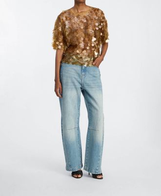 Munthe Sequin Sheer Blouse In Gold