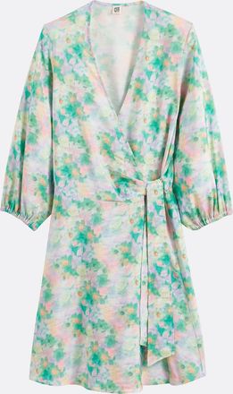 La Redoute Collections Korte wikkeljurk, 3/4 mouwen, bloemenprint