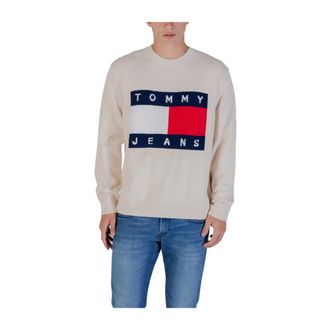 Tommy Jeans Round-neck Knitwear, male, Beige, XS, Print Knitwear Men Beige Long Sleeves
