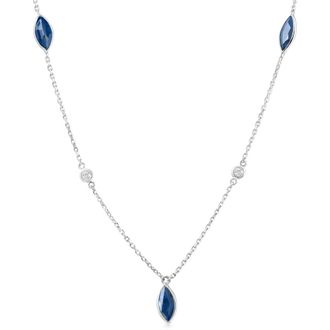 Pompeii3 3/4 Ct tdw Blue Marquise Sapphire & Diamond By The Inch 18 Necklace
