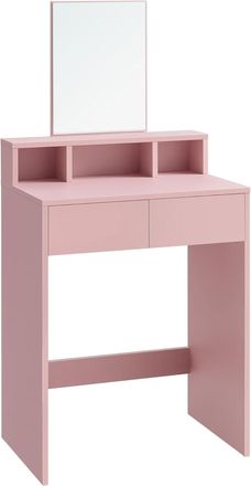 Vasagle Tocador con espejo grande de color rosa jalea