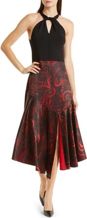 Ted Baker Rosieo Twist Knit Bodice Midi Dress in Black at Nordstrom Rack, Size 1