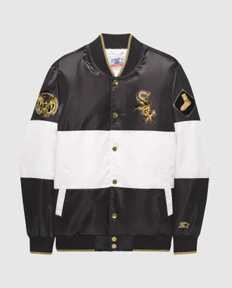 Starter Mens Ty Mopkins Chicago White Sox Satin Full Snap Jacket In Black