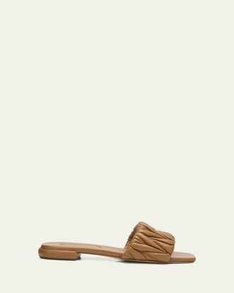Miu Miu Quilted Leather Flat Slide Style