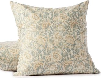 Coyuchi Balboa Organic Cotton Print Pillow Cover in Lagoon/Hay at Nordstrom, Size 22X22
