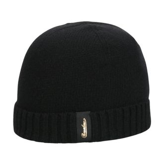 Borsalino Zachte Eco Cashmere Geribbelde Beanie - unisex - Hoeden - Zwart - ONE Size - Kasjmier - Accessoires