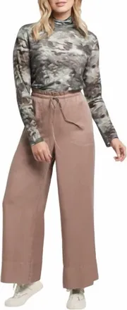 Tribal Harper High Rise Wide Leg Palazzo Pants In Taupe Grey