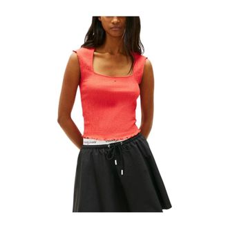 Tommy Hilfiger Sleeveless Tops, female, Red, Size: XS Sleeveless Tops