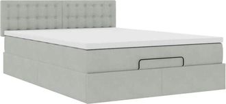 vidaXL Estructura Cama Otomana Colch&oacute;n Terciopelo Gris Claro 140x190cm Vidaxl