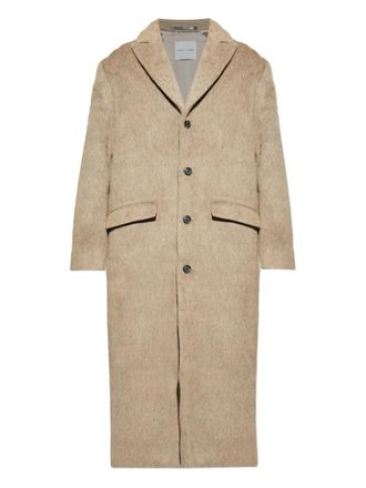 Samsøe & Samsøe single-breasted coat - men - Wool/Polyamide - L - Neutrals