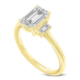LuvMyJewelry Seraphine 14K Yellow Gold Emerald Cut Lab Grown Diamond 3 Stone Engagement Ring - 1.75 ctw at Nordstrom, Size 6.5