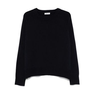 Soft Goat Cashmere Knitwear, female, Blue, Size: M Crewneck Sweater