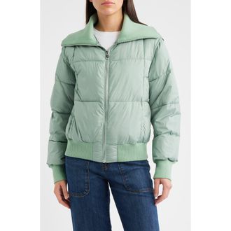Bernardo Knit Collar Crop Puffer Jacket in Cool Sage at Nordstrom Rack, Size Xx-Large