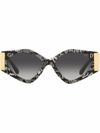 Dolce & Gabbana Eyewear Occhiali da sole cat-eye con stampa - Nero