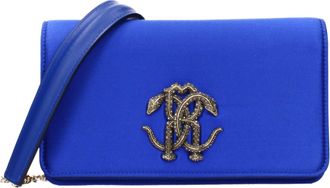 Roberto Cavalli Blue Satin Clutch Womens Bag