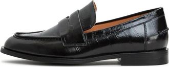 Cesare Gaspari Schoenen, Dames, Zwart, 39 EU, Leer, Leren Loafers met Blokhak