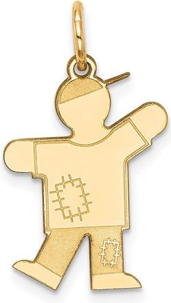 Diamond2Deal 14k Yellow Gold The Kids Small Patches Boy Engravable Kiss Charm Pendant