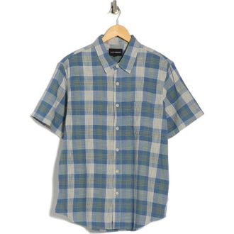 Lucky Brand San Gabriel Plaid Short Sleeve Button-Up Shirt in Blue Multi Plaid at Nordstrom Rack, Size Xx-Large