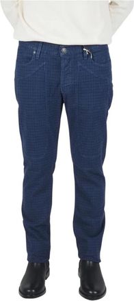Jeckerson Geruite Winter Katoenen Broek met Stretch - Heren - Straight fit broeken - Blauw - W31 - Katoen - Broeken