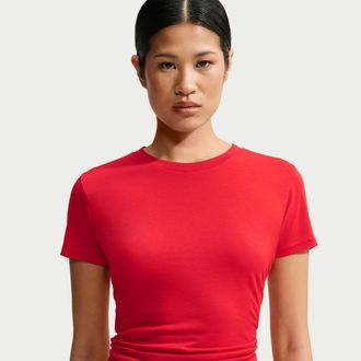 Nike Womens SKIMS Performance Cotton Blend Short-Sleeve Top in Red | IV6867-657