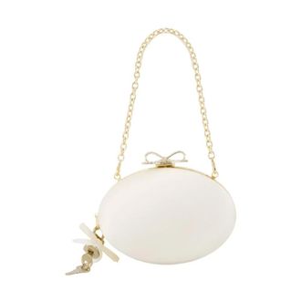 Self Portrait Embellished Bow Clutch Bag - Dames - Tassen - Beige - Maat: ONE Size Satijn