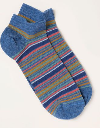 Fat Face FatFace Blue Striped Trainer Socks