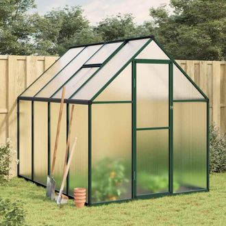 Berkfield Home Greenhouse with Base Frame Green 224x169x195 cm Aluminium | Size: 224 x 169 x 195 cm