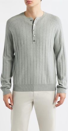 Reiss Andres Ribbed Henley Sweater in Sage Green at Nordstrom, Size Xx-Large